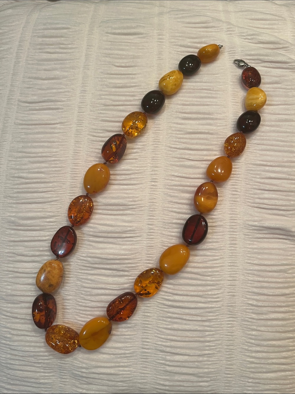 Amber Bead Necklace - Multi-Tone Yellow & Brown